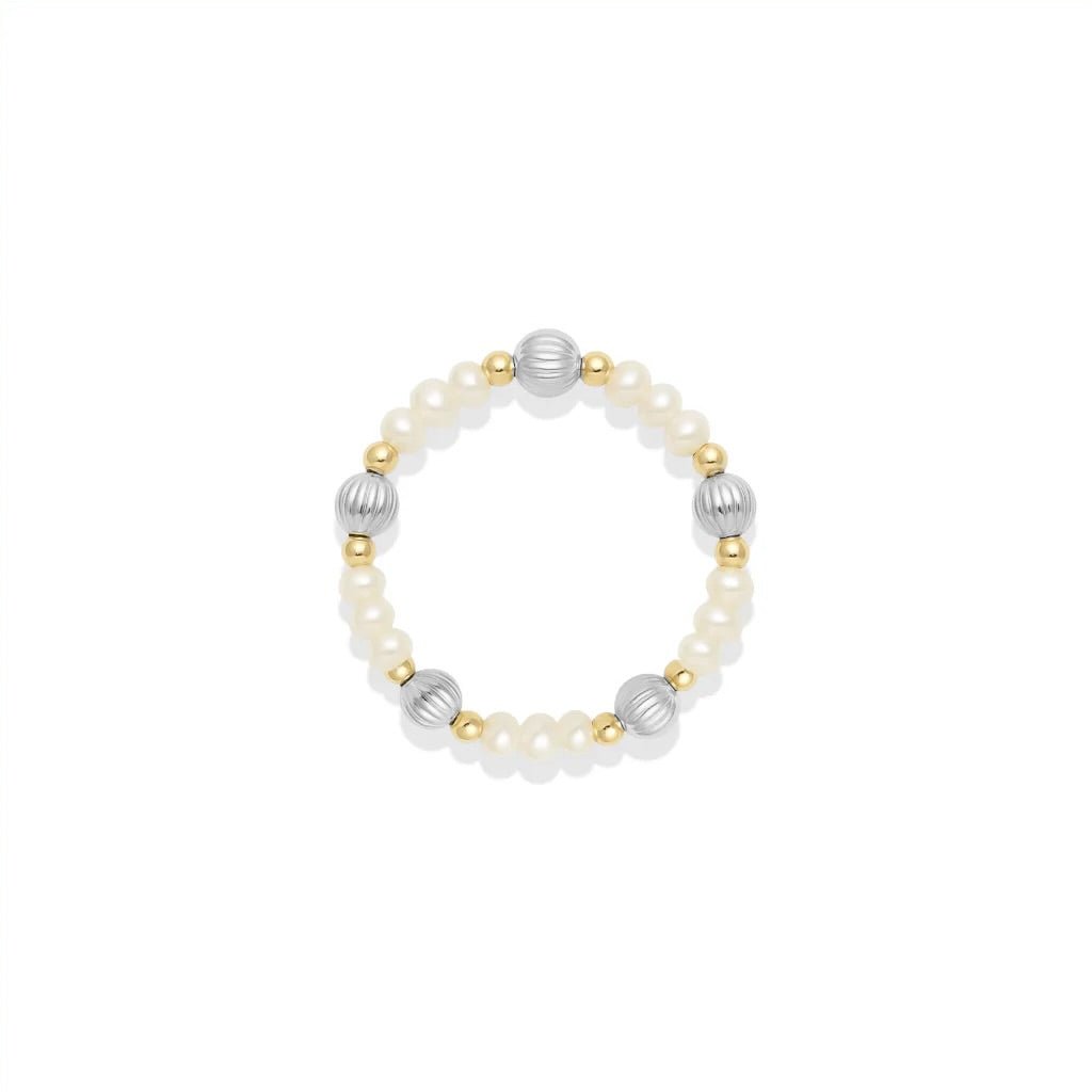 Basel Pearl Beaded Stretchy Ring - Bara Boheme