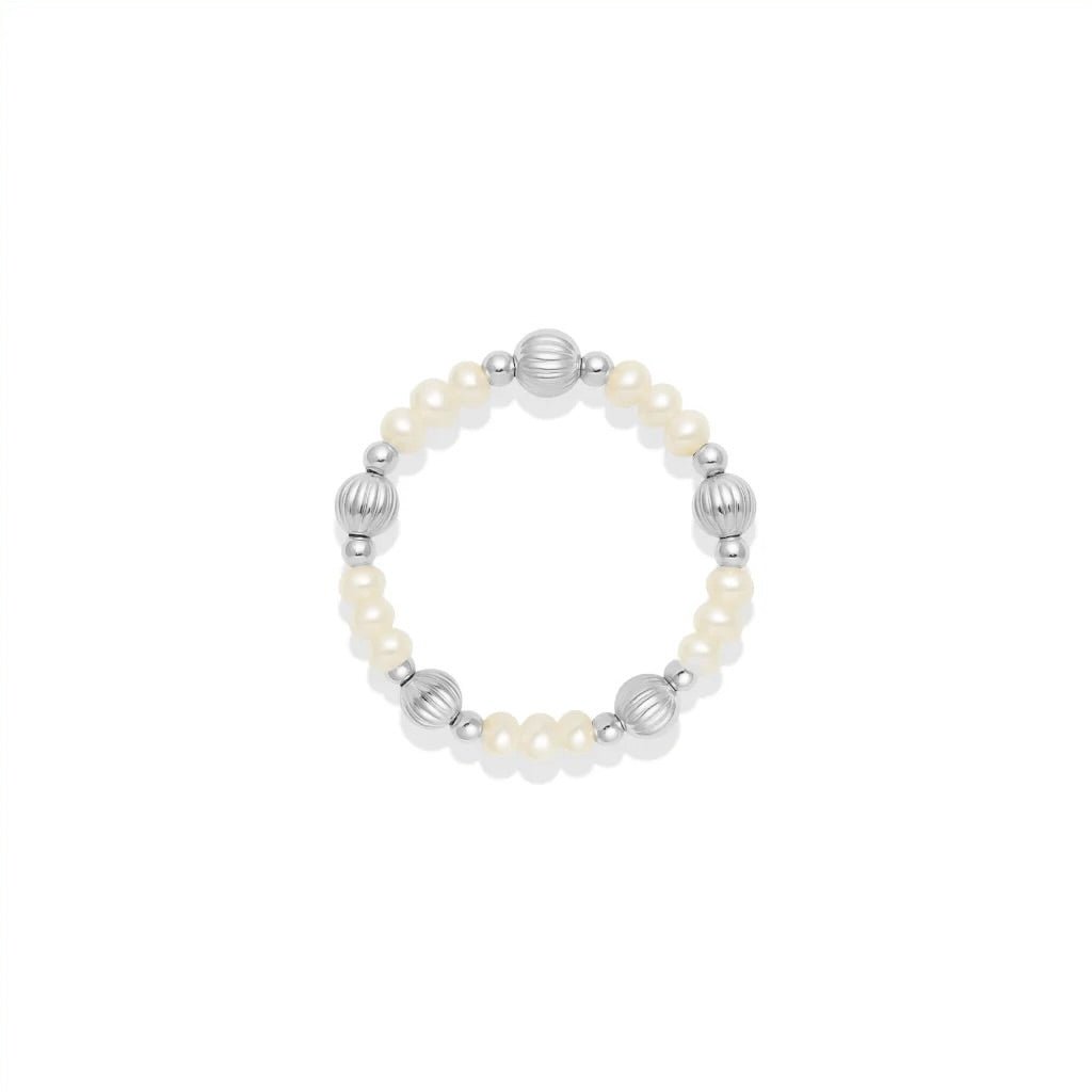 Basel Pearl Beaded Stretchy Ring - Bara Boheme