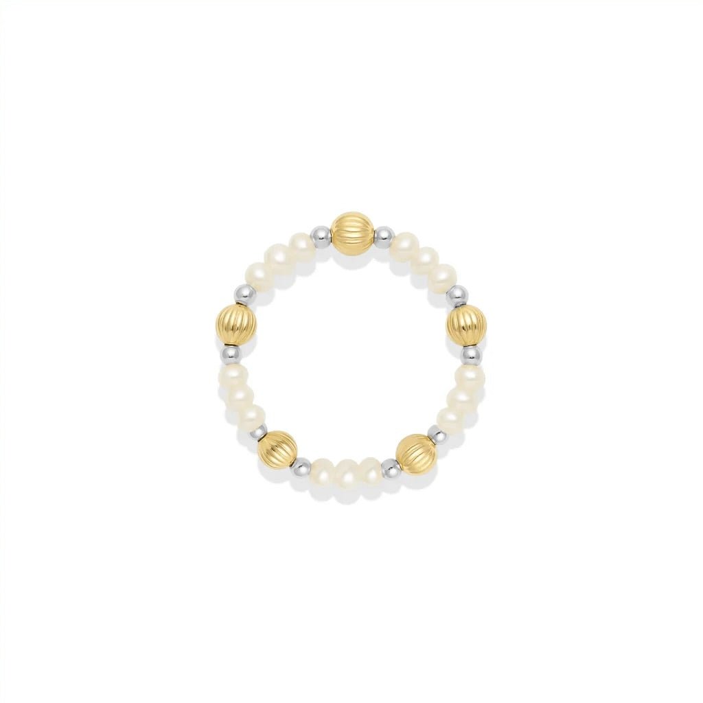 Basel Pearl Beaded Stretchy Ring - Bara Boheme