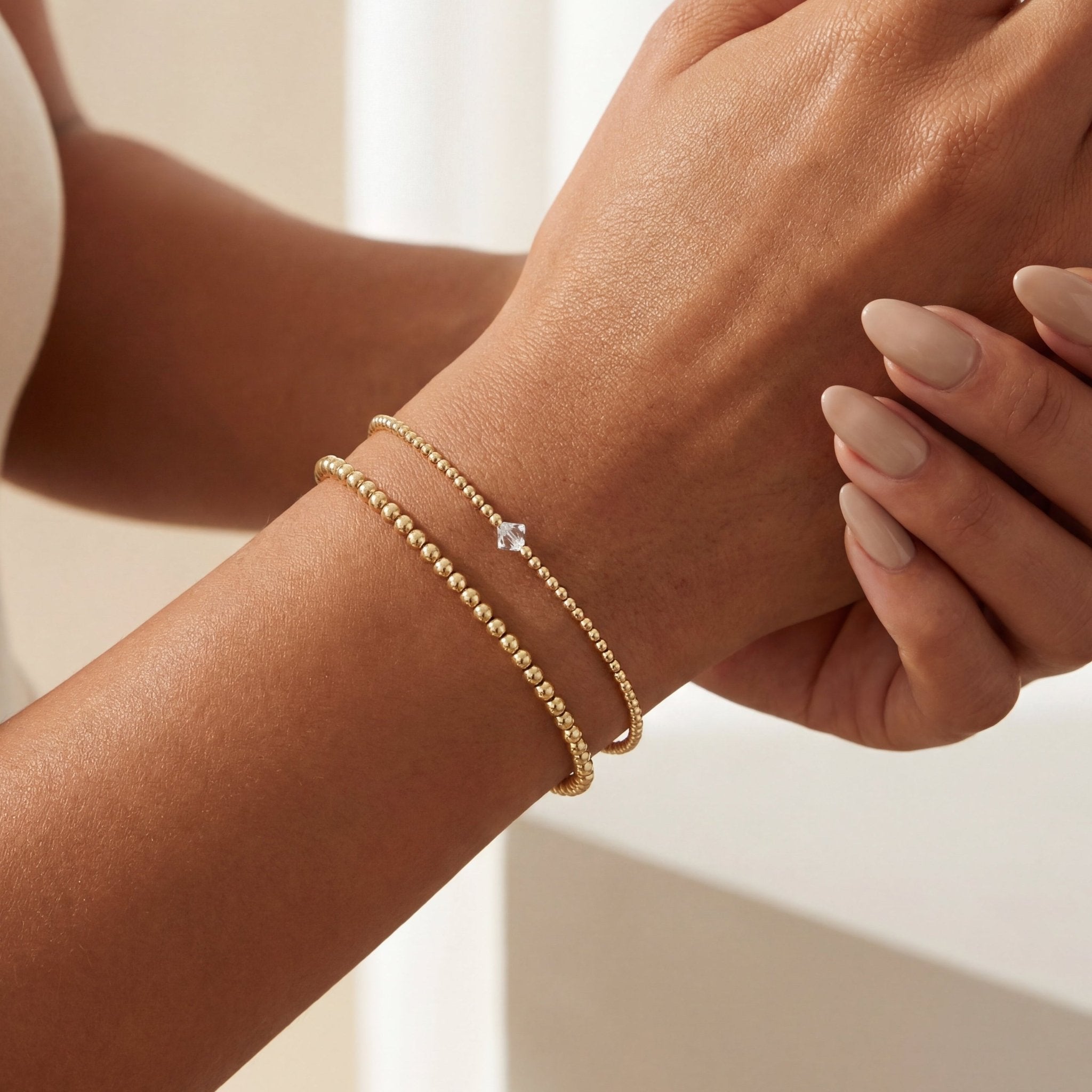 Birthstone Beaded Bracelet Stack – April - Bara Boheme