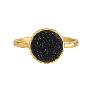 Black Druzy | Bezel Ring