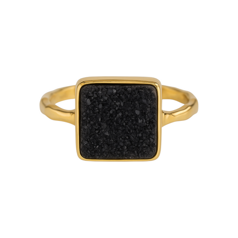 Black Druzy | Bezel Ring
