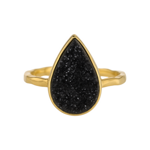Black Druzy | Bezel Ring
