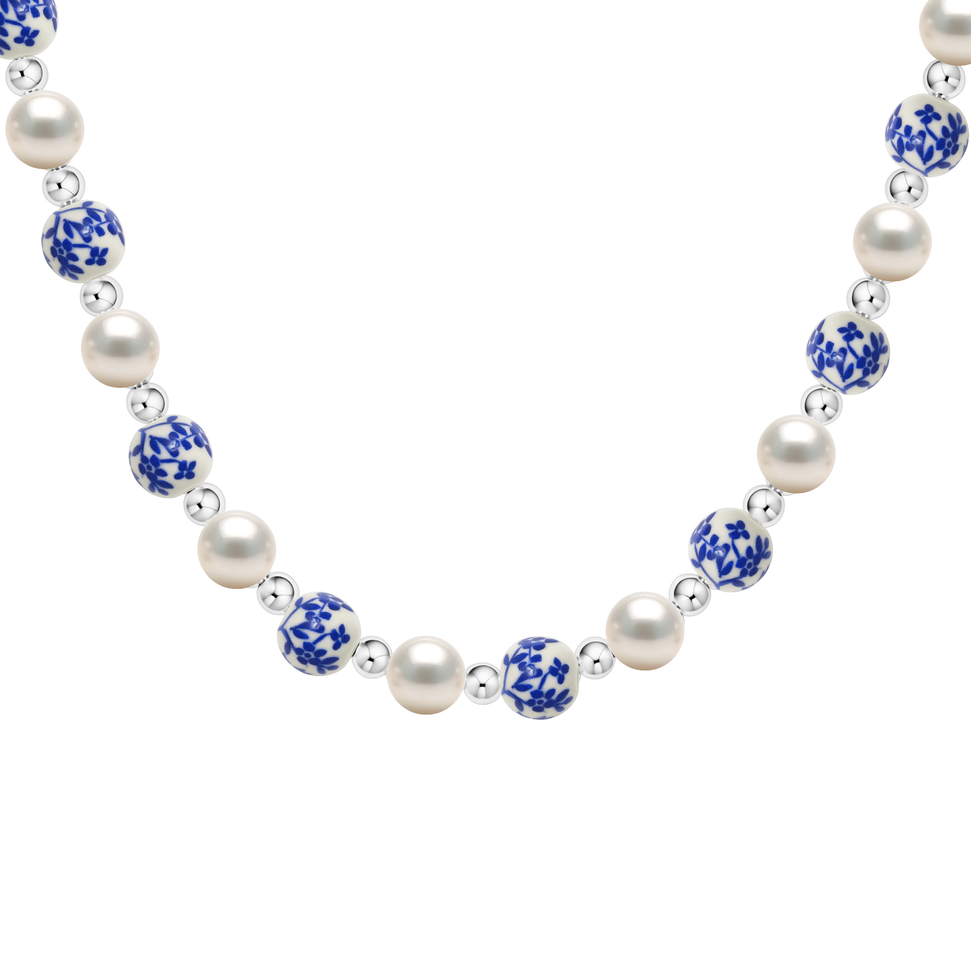 Blue Rose | Gold Filled Beaded Necklace with Pearls