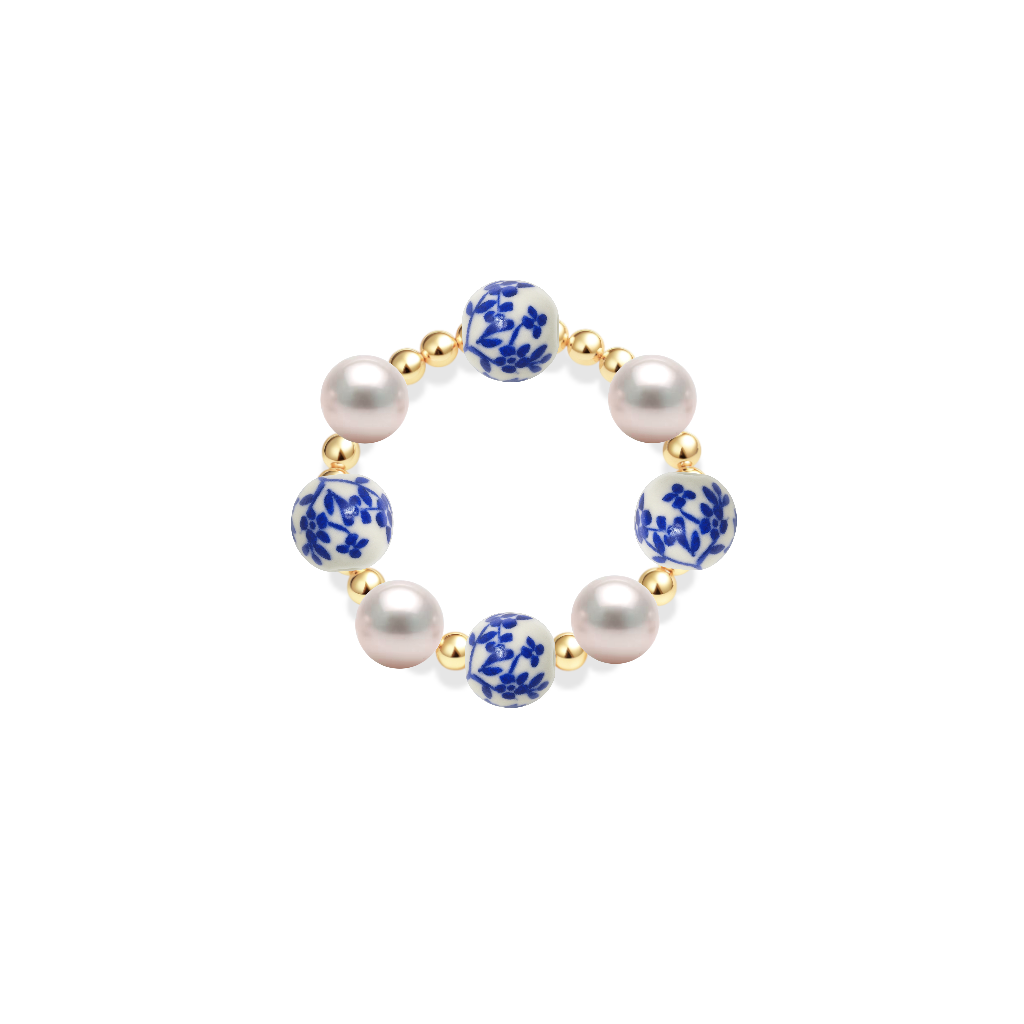 Blue Rose | Beaded Stretchy Ring