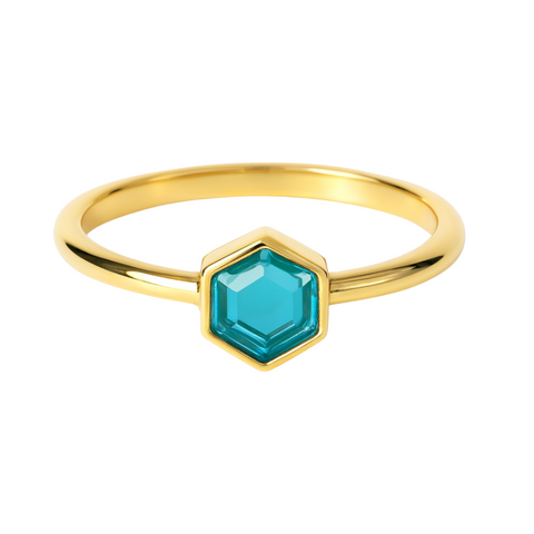 Blue Topaz | SPS Hexagon Ring