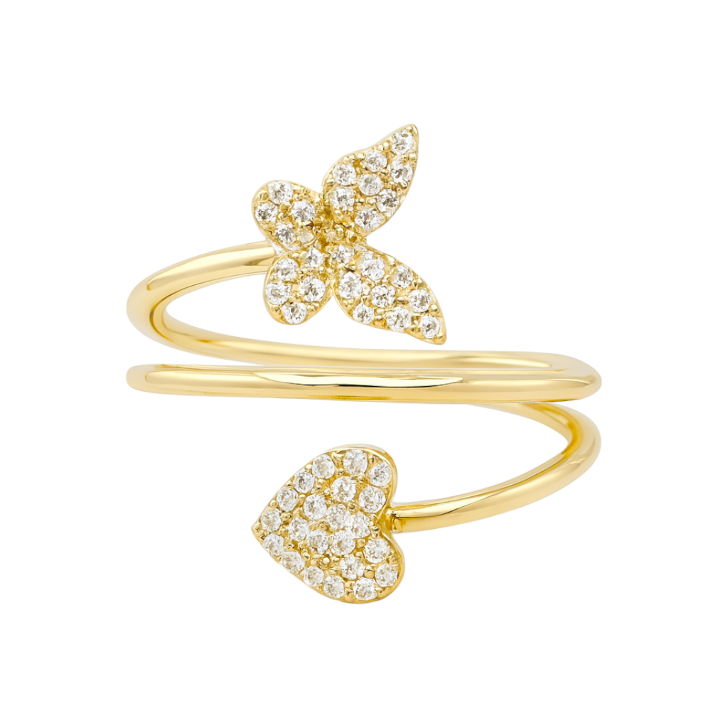 Butterfly + Heart | Pave Ring