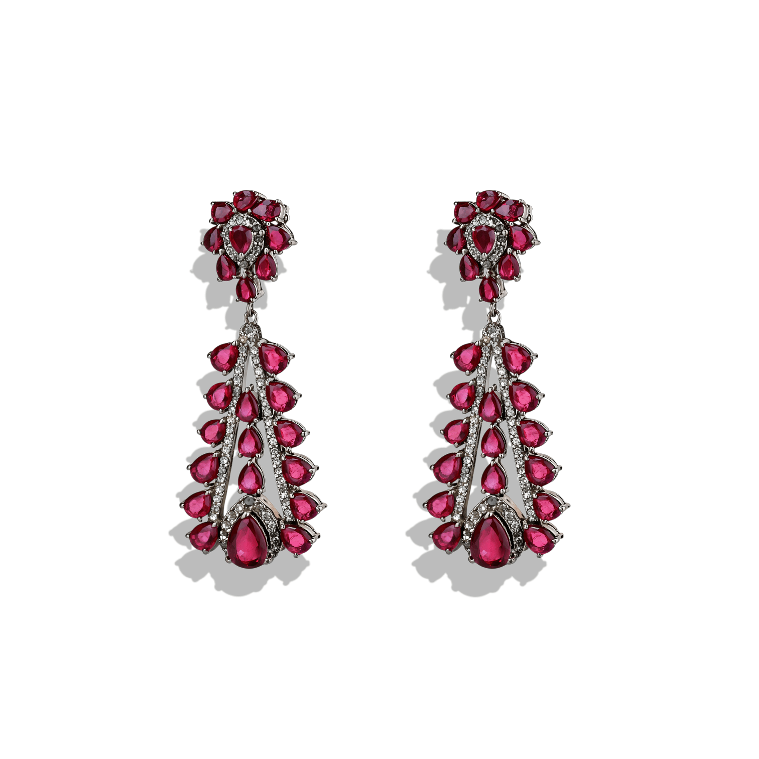 Calypso | Diamond Earrings with Ruby - Bara Boheme