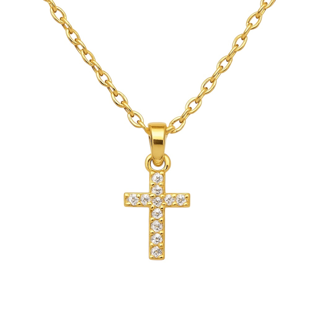 Catherine | Small Pave Cross Necklace