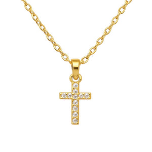 CATHERINE | Small Pave Cross CZ Necklace