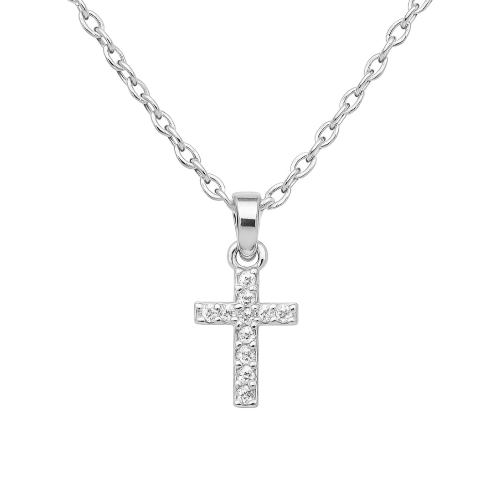 Catherine | Small Pave Cross Necklace