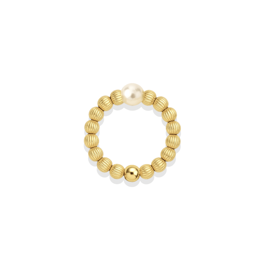 Charlotte Pearl Beaded Stretchy Ring - Bara Boheme