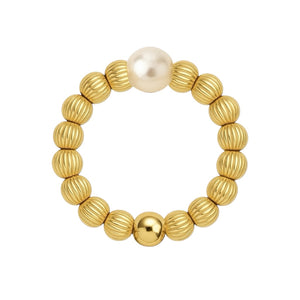 Charlotte | Beaded Stretchy Ring with Pearls