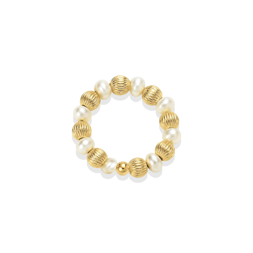 Chloe Pearl Beaded Stretchy Ring - Bara Boheme