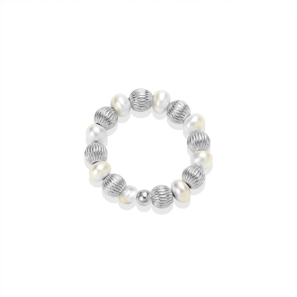 Chloe Pearl Beaded Stretchy Ring - Bara Boheme