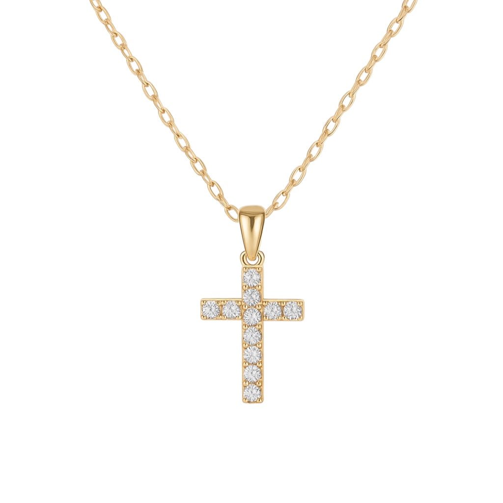 Christina | Large Cross CZ Necklace - Bara Boheme