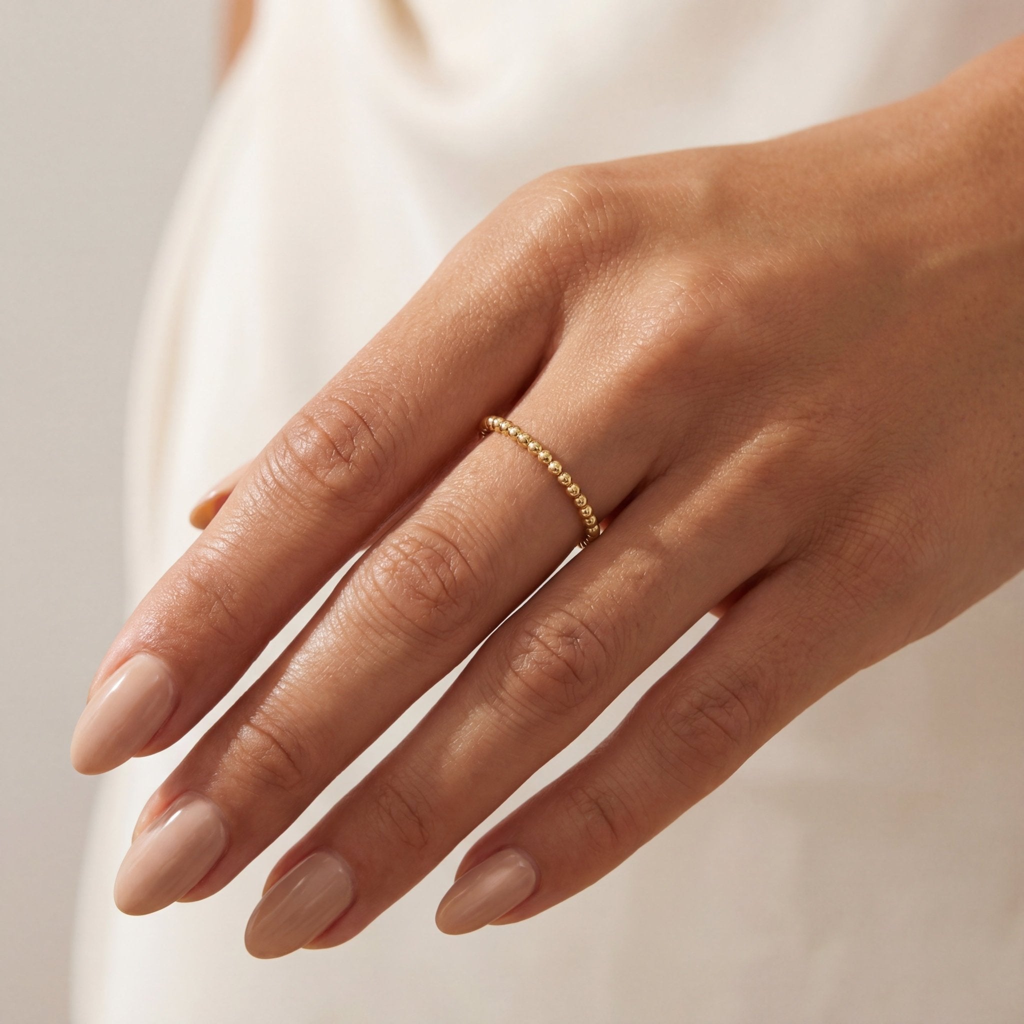 Classic 2mm Beaded Stretchy Ring - Bara Boheme