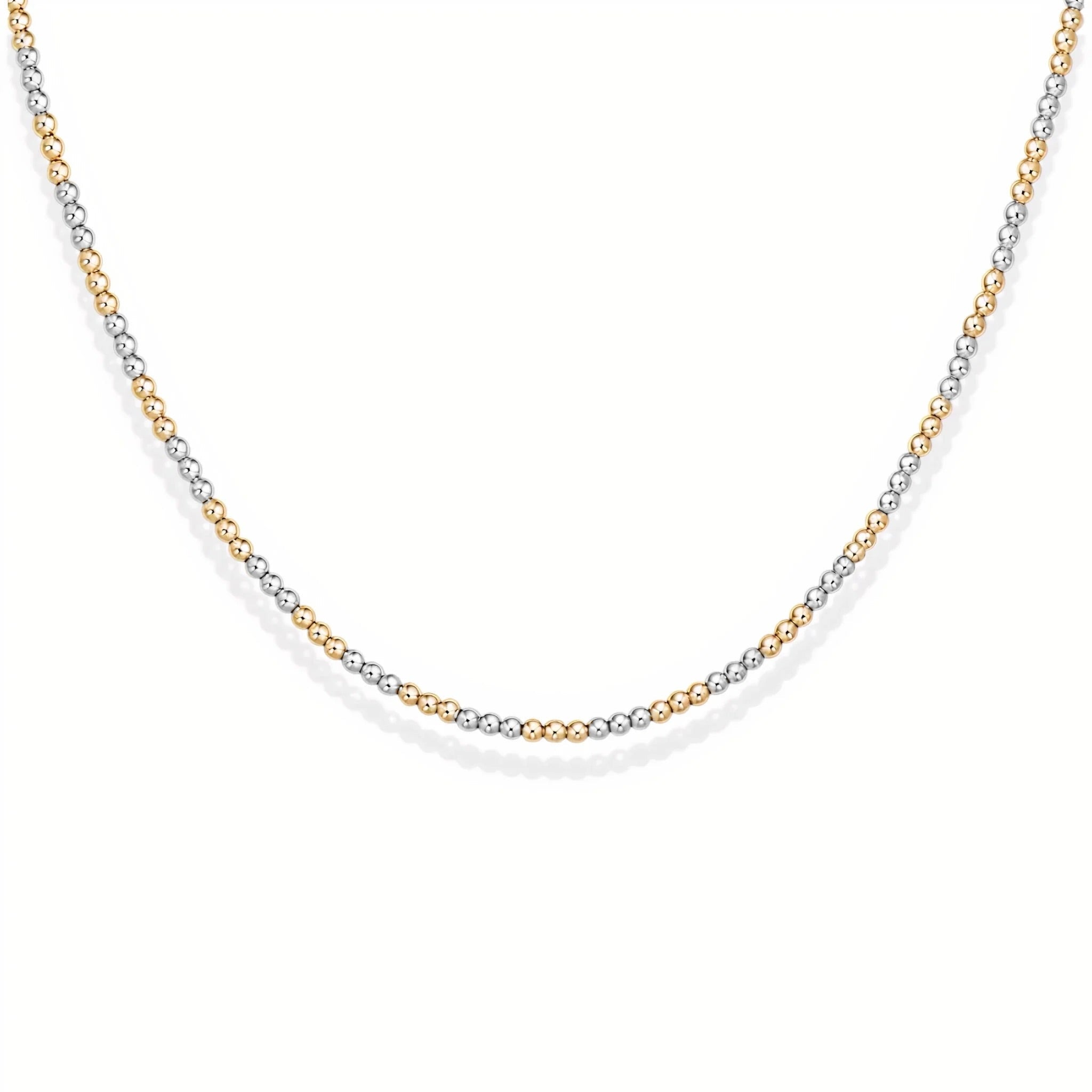 Classic 2mm Triple 2Tone Beaded Necklace - Bara Boheme