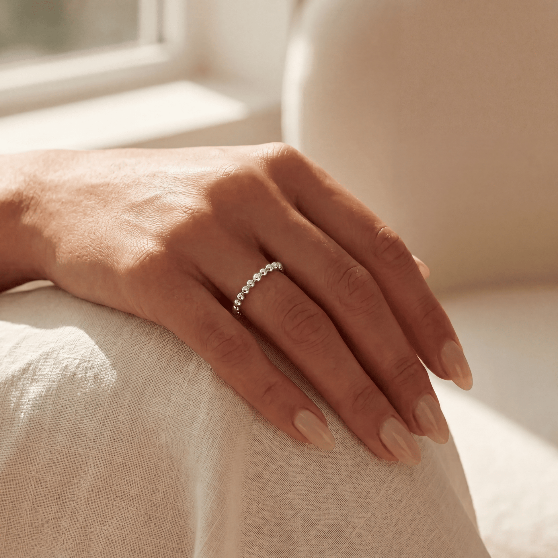 Classic 3mm Beaded Stretchy Ring - Bara Boheme