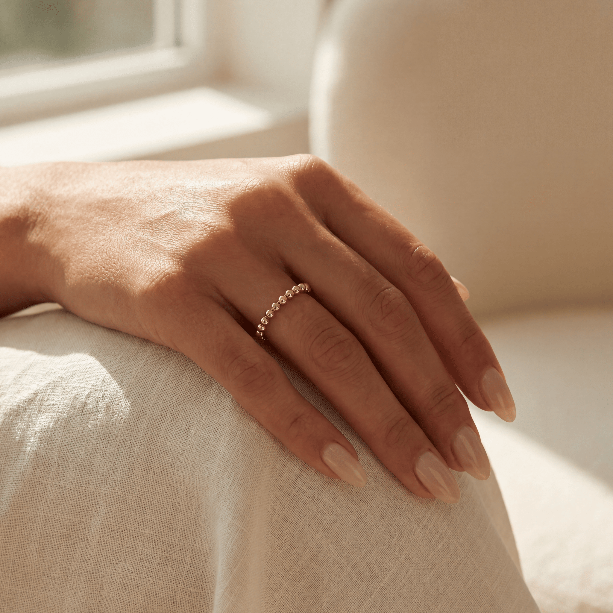 Classic 3mm Beaded Stretchy Ring - Bara Boheme