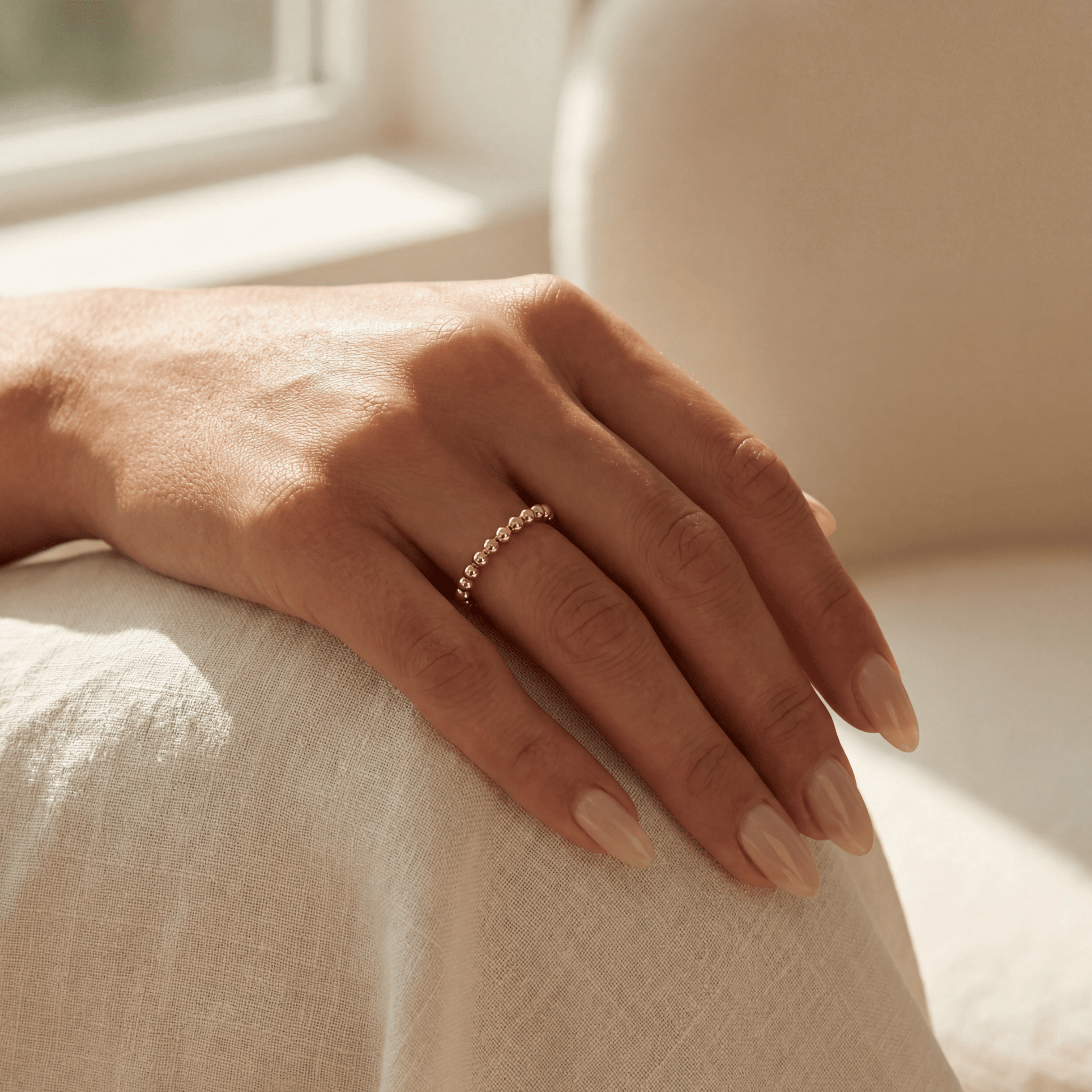 Classic 3mm Beaded Stretchy Ring - Bara Boheme