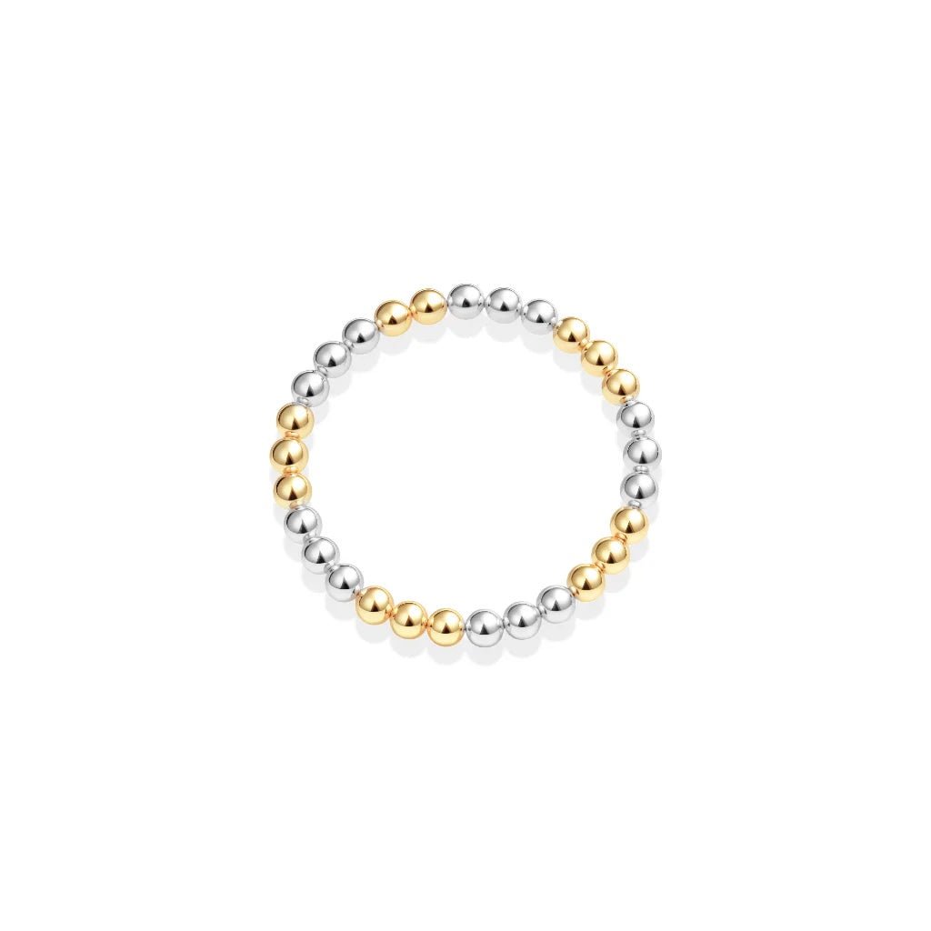 Classic 3mm Beaded Stretchy Ring — Triple 2tone - Bara Boheme