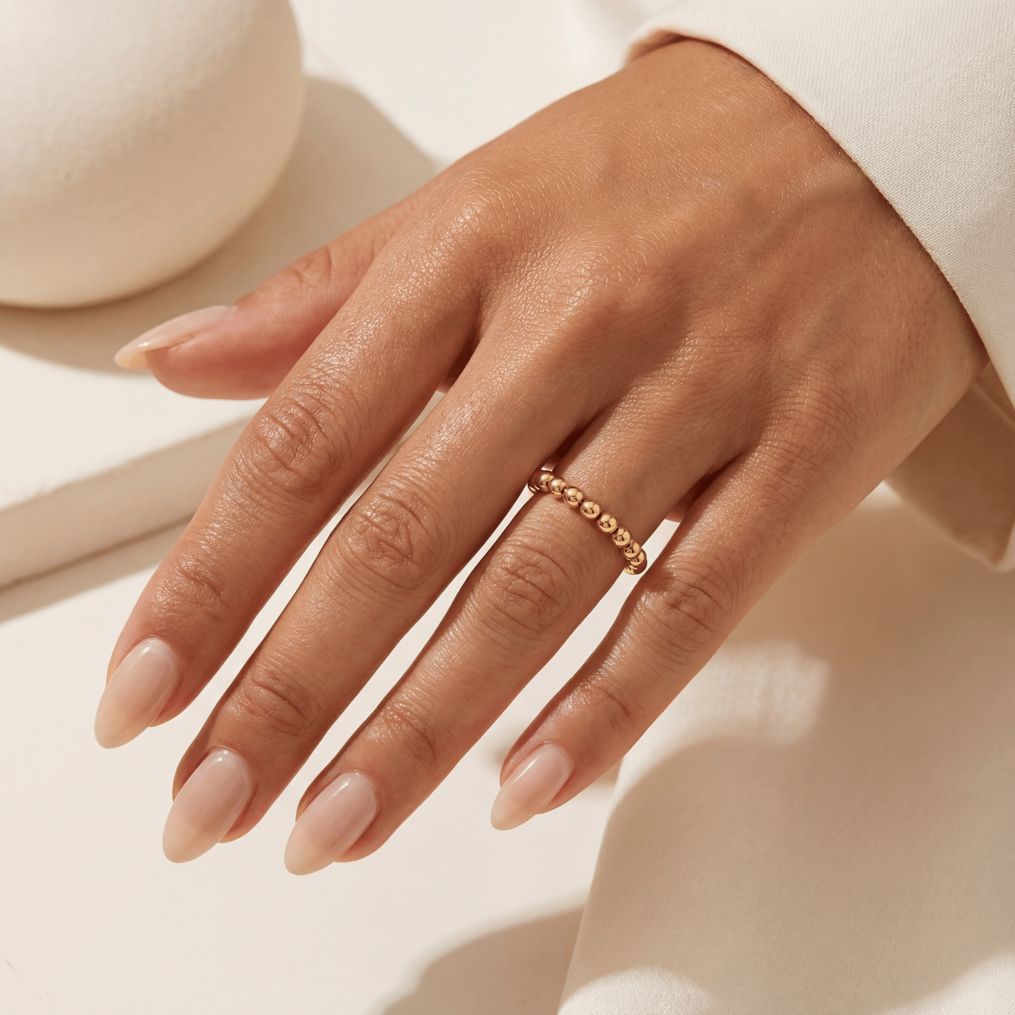 Classic 4mm Beaded Stretchy Ring - Bara Boheme