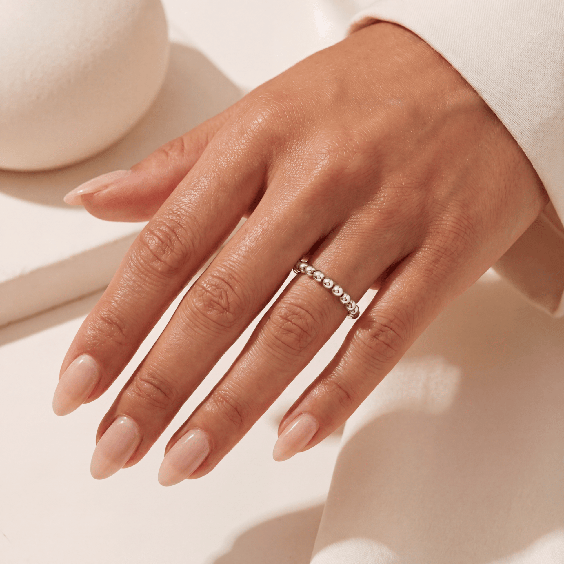 Classic 4mm Beaded Stretchy Ring - Bara Boheme