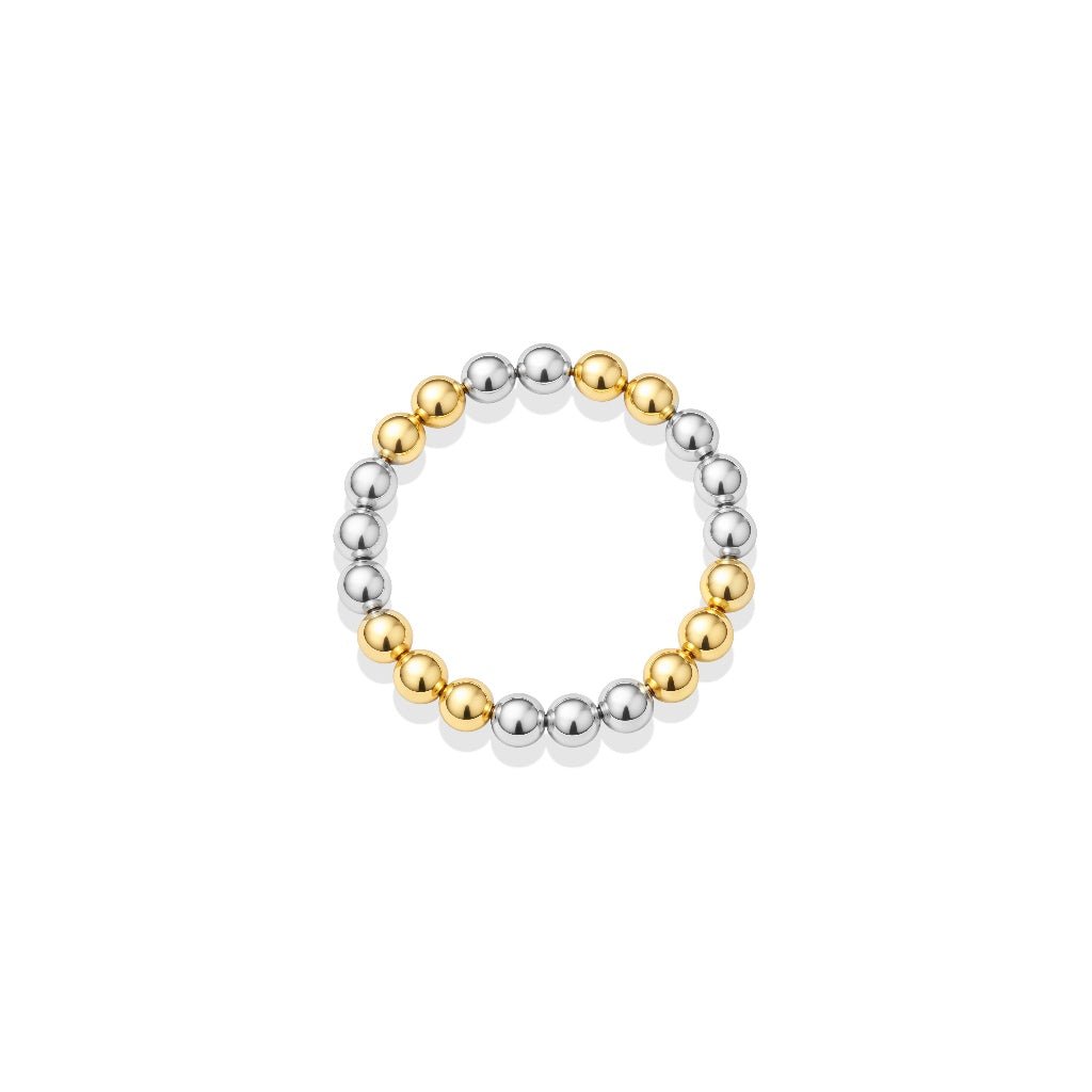 Classic 4mm Beaded Stretchy Ring — Triple 2tone - Bara Boheme