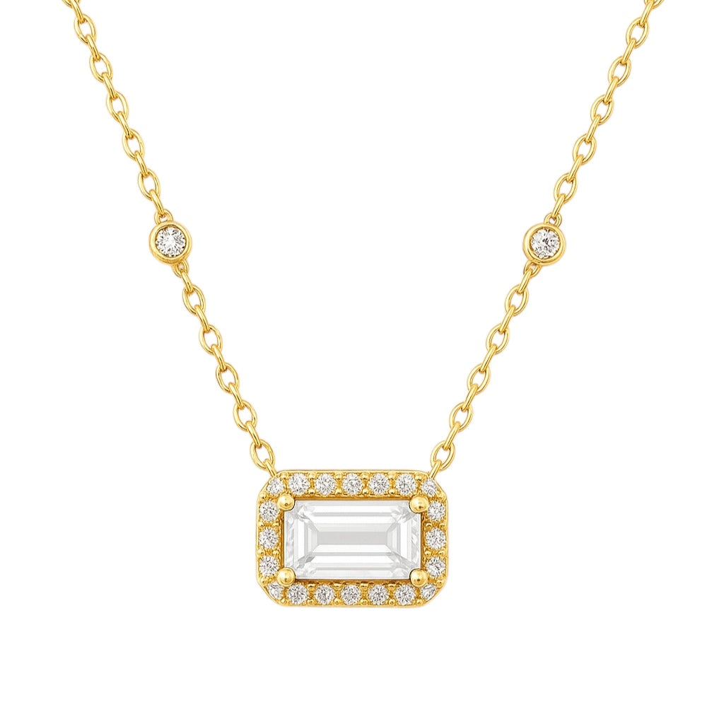 Emily | Baguette Solitaire Necklace