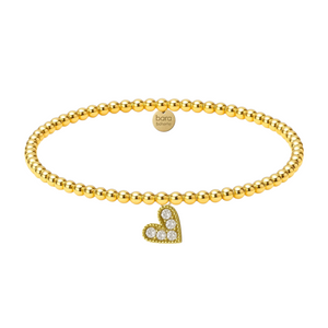 Colored Heart | Gold Filled Beaded Charm Bracelet