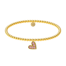 Colored Heart | Gold Filled Beaded Charm Bracelet
