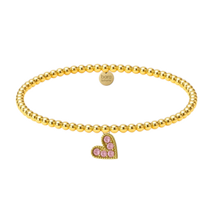 Colored Heart | Gold Filled Beaded Charm Bracelet