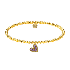 Colored Heart | Gold Filled Beaded Charm Bracelet