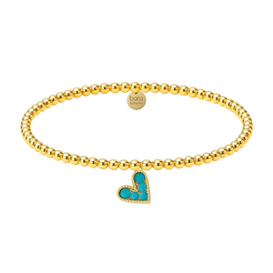 Colored Heart | Gold Filled Beaded Charm Bracelet