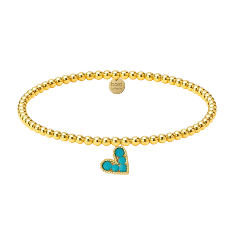 Colored Heart | Gold Filled Beaded Charm Bracelet