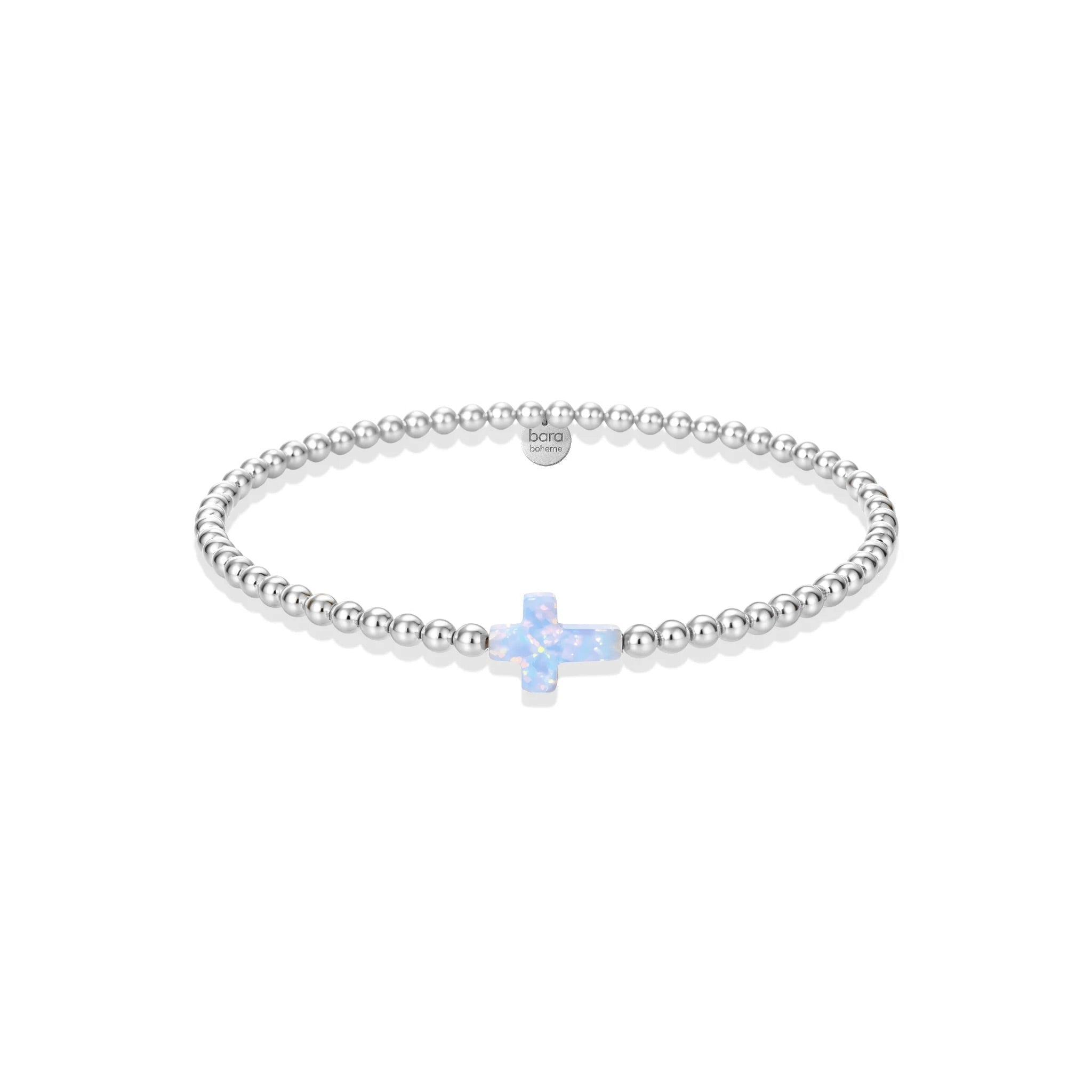 Cross Opal Beaded Bracelet - Bara Boheme