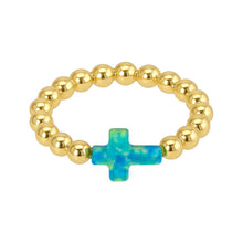 Cross | Beaded Opal Stretchy Ring