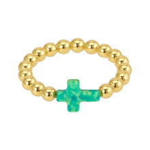 Cross | Beaded Opal Stretchy Ring