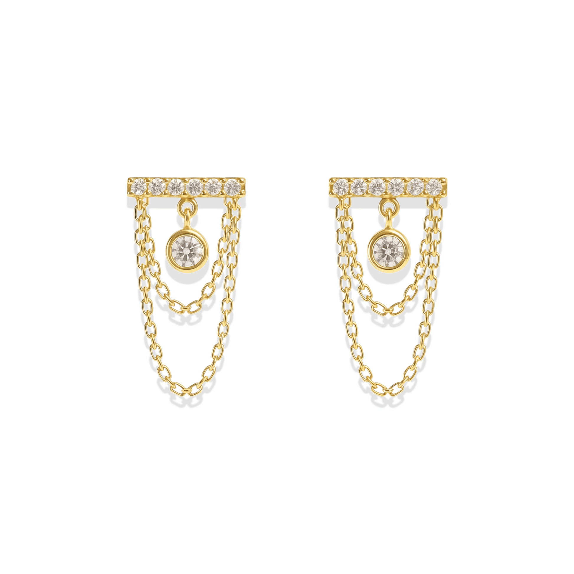 Crystal Bar | Double Chain Earrings - Bara Boheme