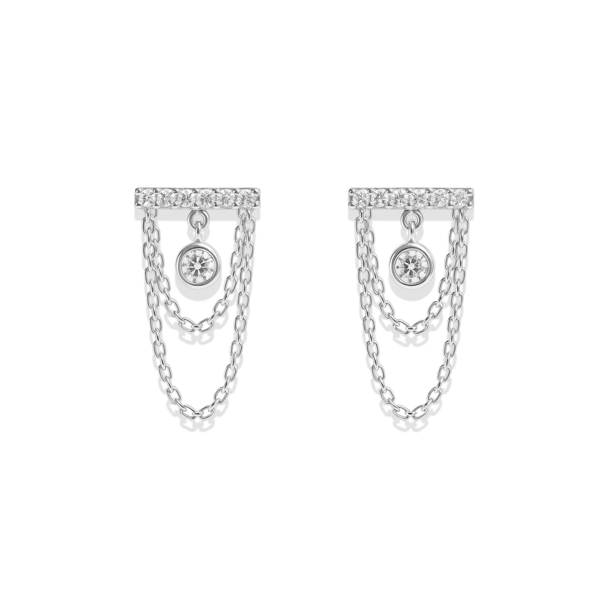 Crystal Bar | Double Chain Earrings - Bara Boheme