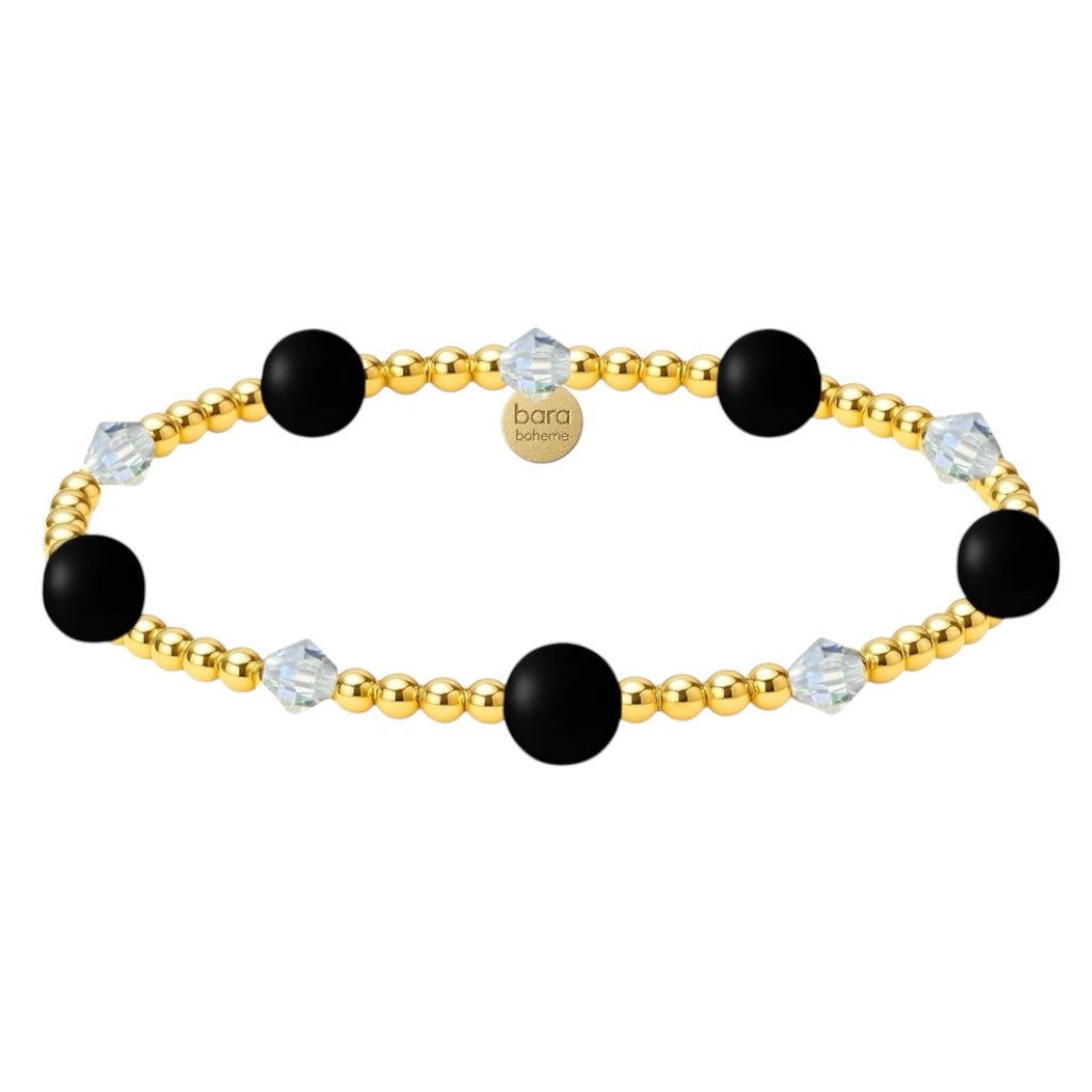 Crystal BTY Black Onyx | Gold Filled Beaded Bracelet - Bara Boheme