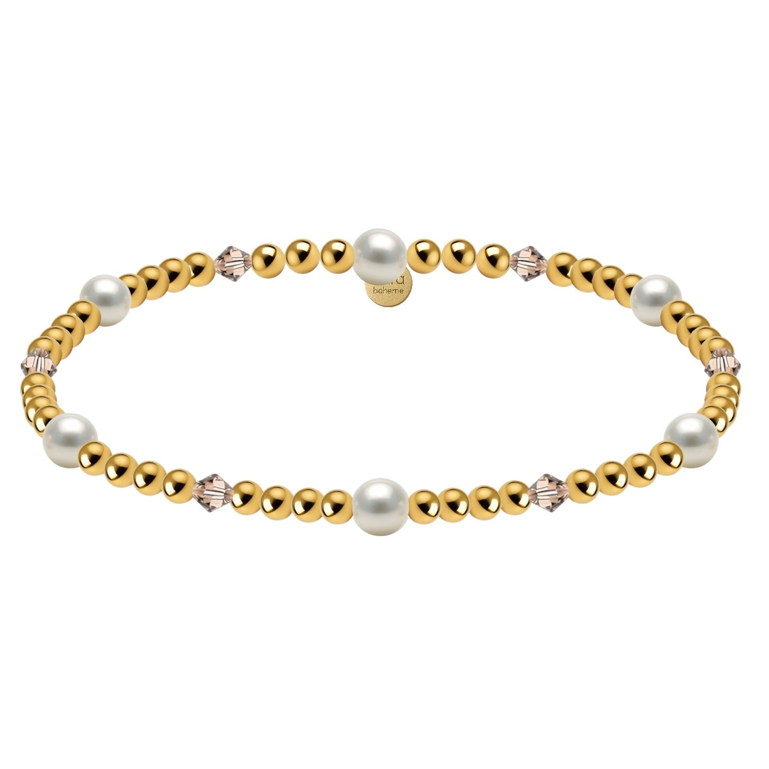 Crystal + Pearl | Gold Filled Beaded Bracelet - Bara Boheme