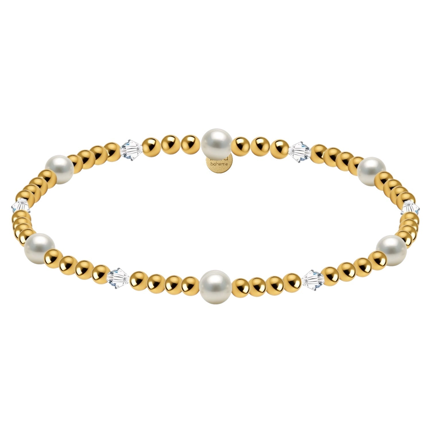 Crystal + Pearl | Gold Filled Beaded Bracelet - Bara Boheme