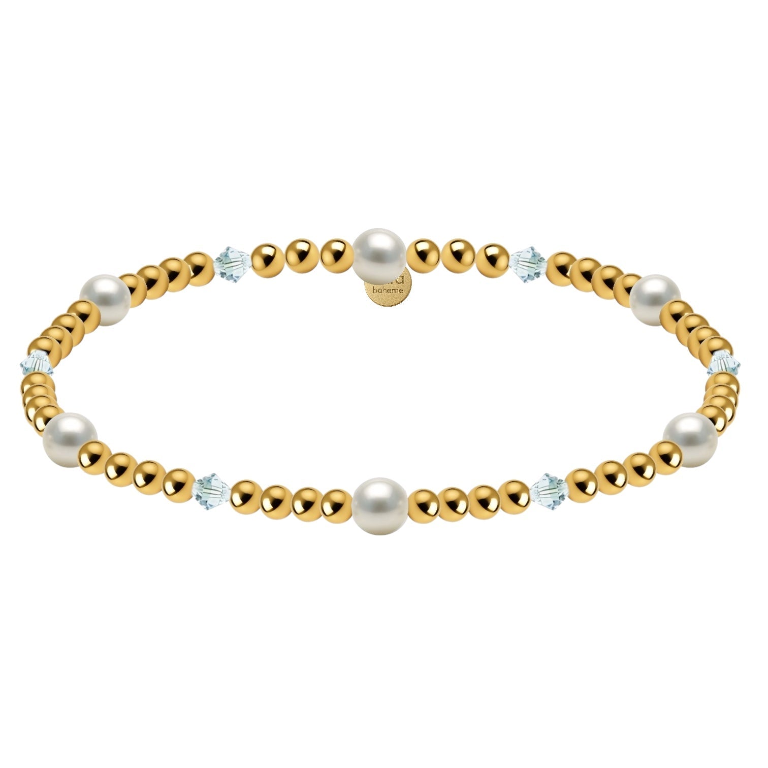 Crystal + Pearl | Gold Filled Beaded Bracelet - Bara Boheme