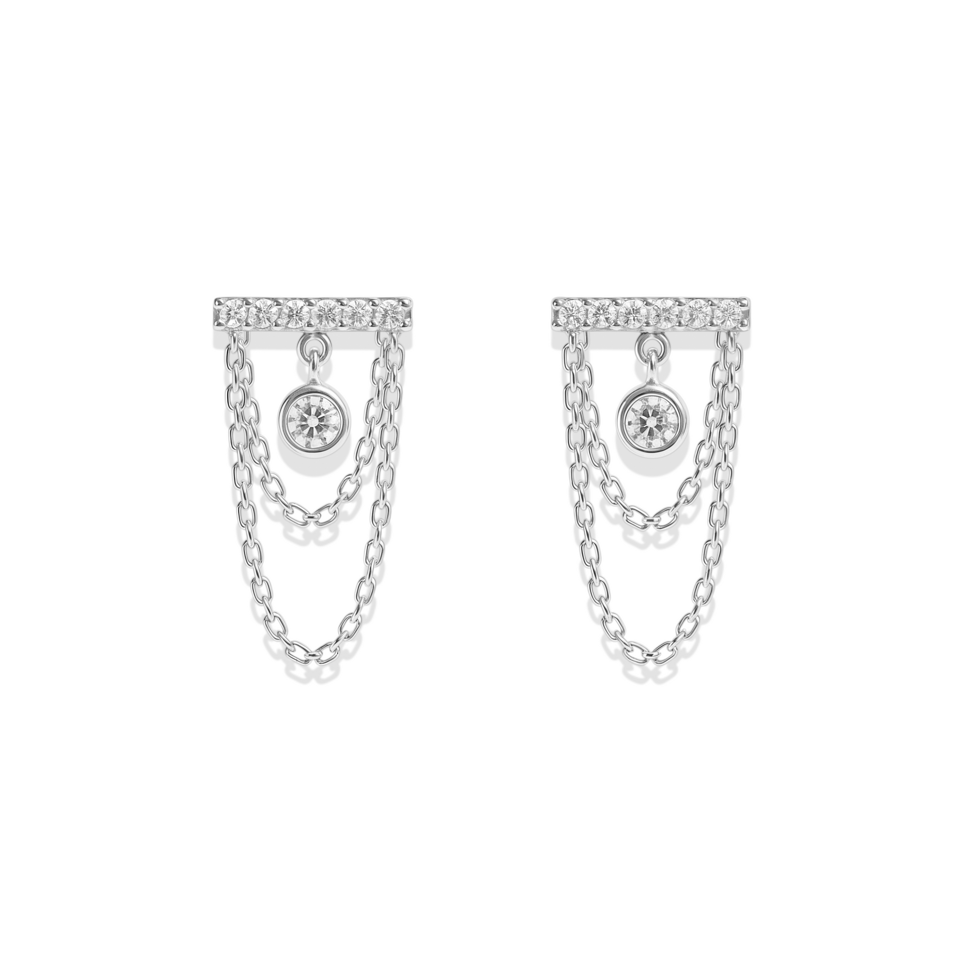 Crystal Bar | Double Chain Earrings