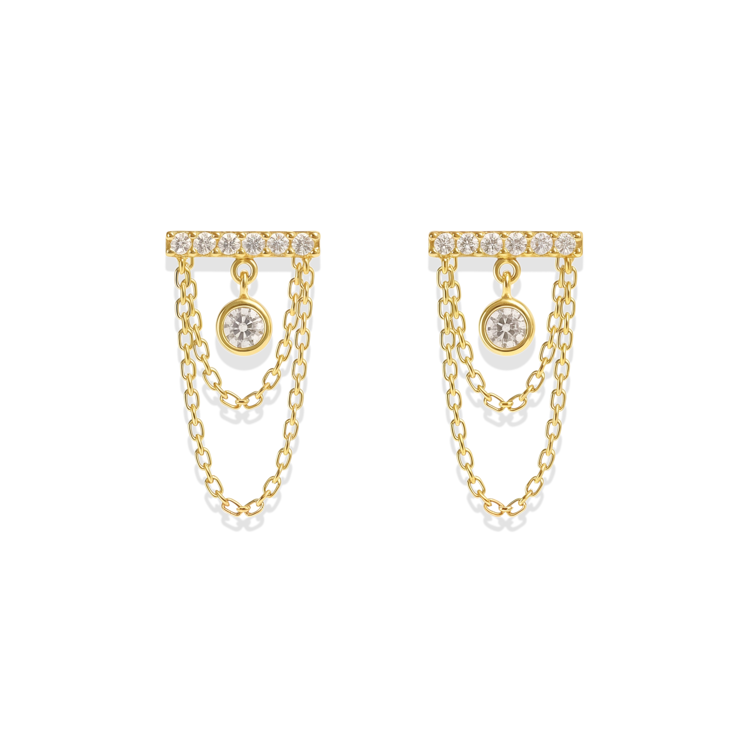 Crystal Bar | Double Chain Earrings