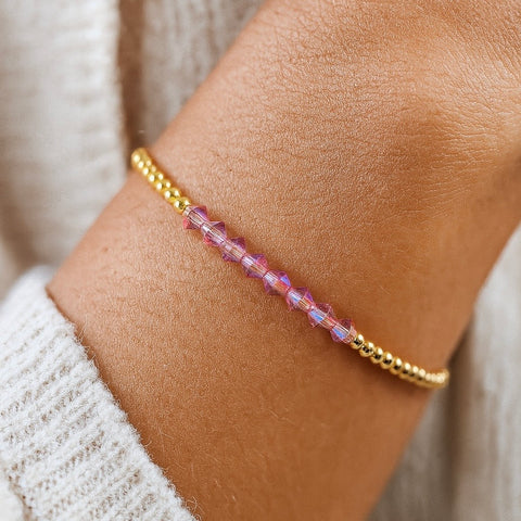 crystal bar gold beaded bracelet