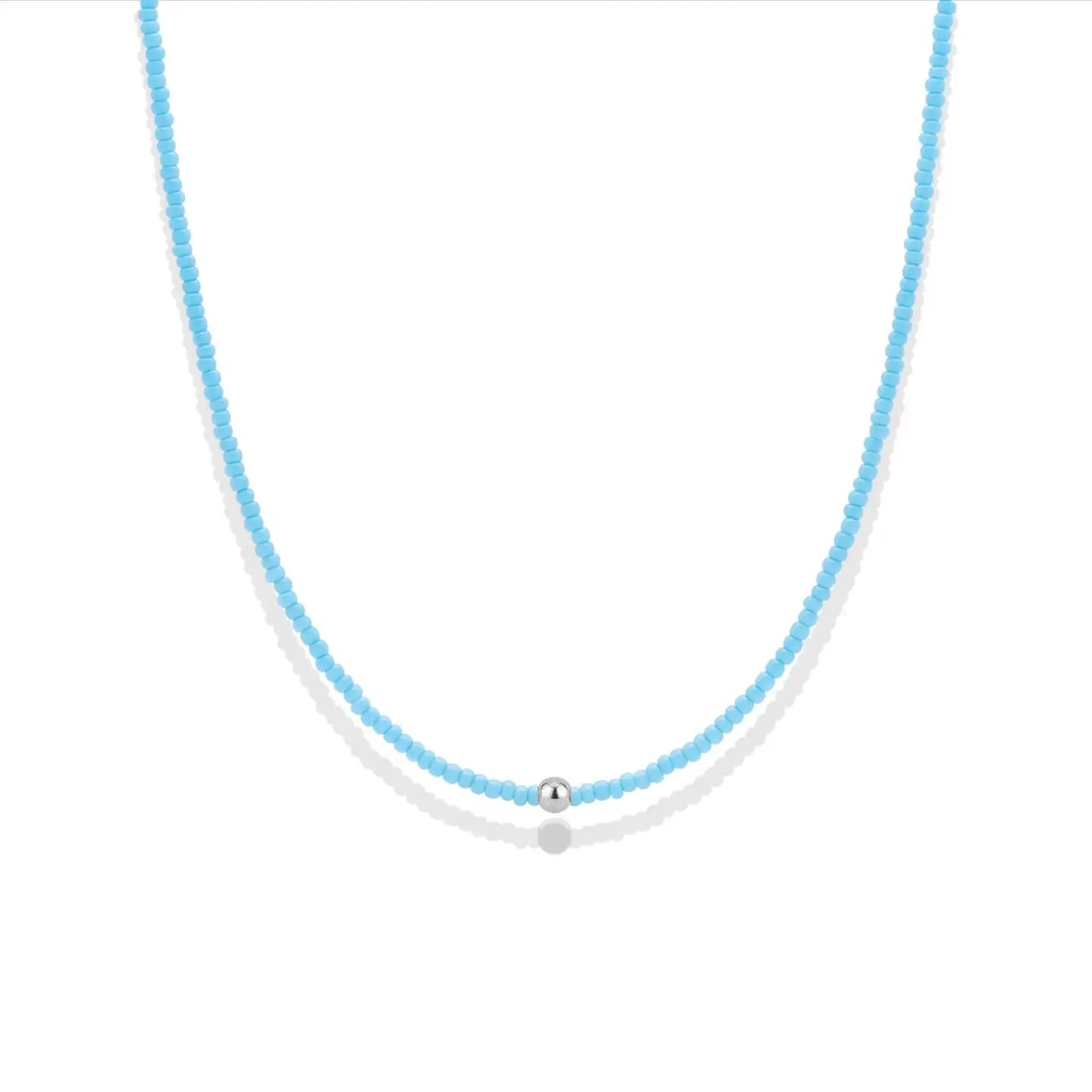 Day Dream Beaded Stretchy Necklace — Sky - Bara Boheme
