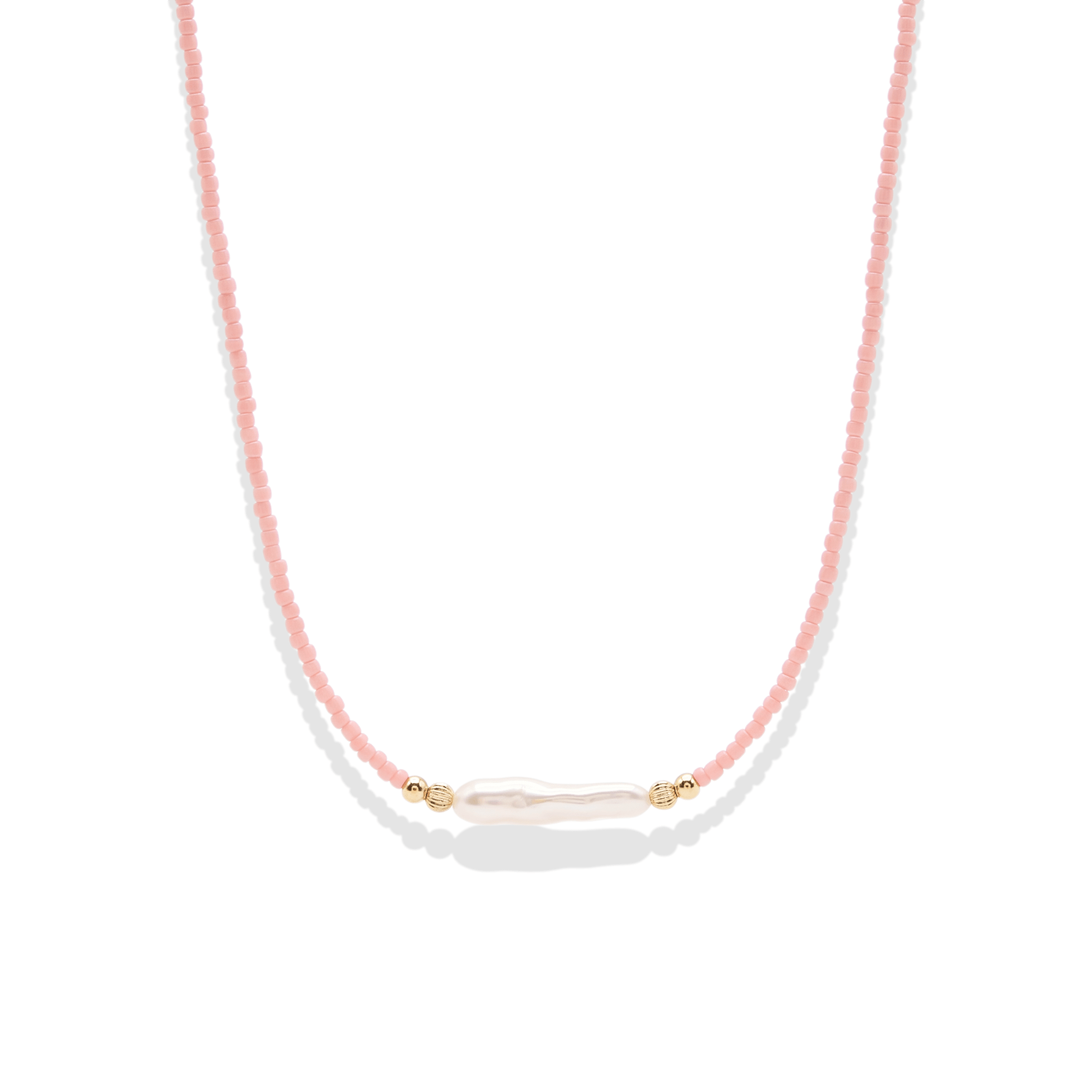 Day Dream + Pearl Beaded Necklace — Coral - Bara Boheme
